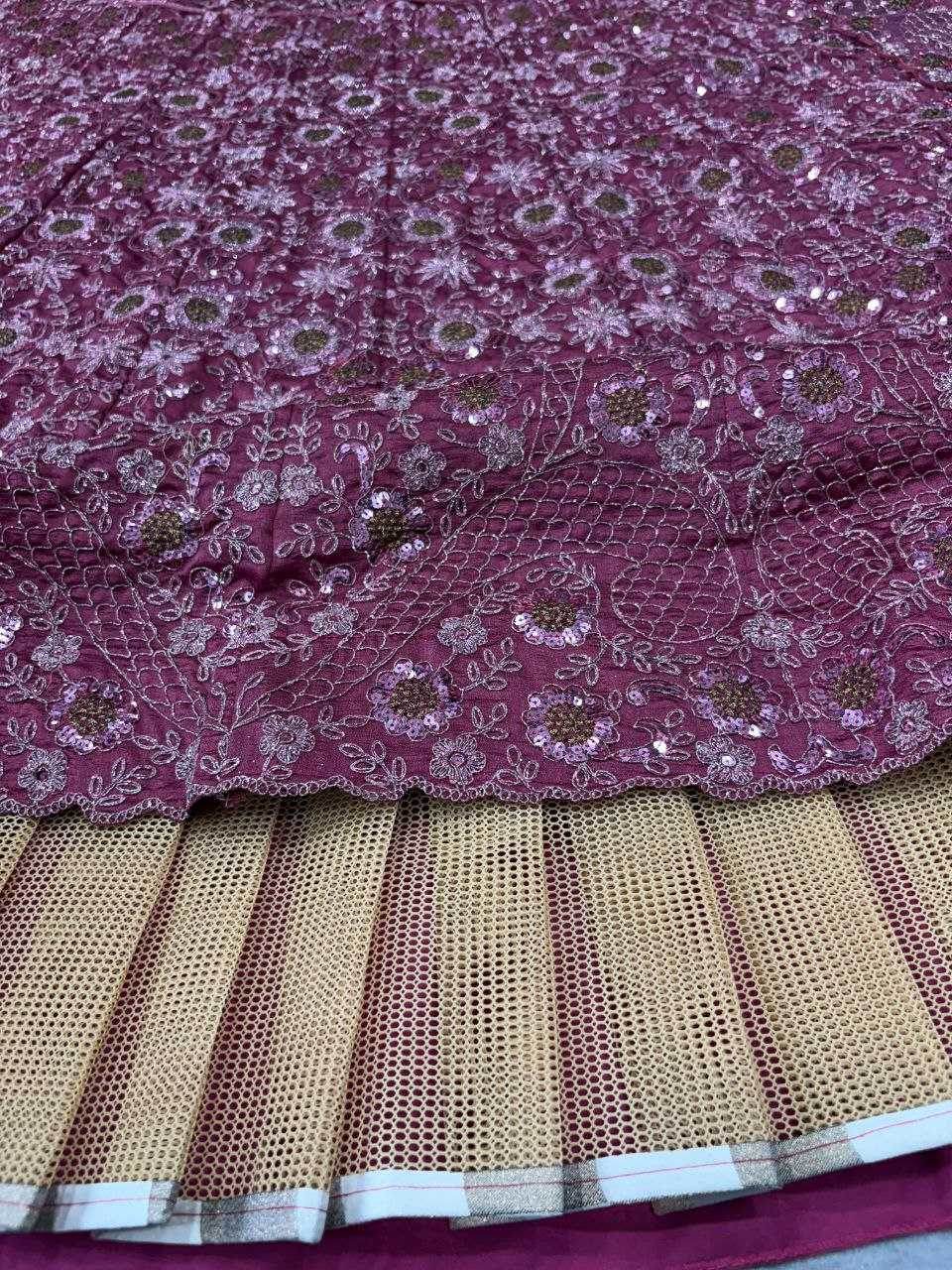 Chinon Silk Embroidered Zari Work Sequins Lehenga - MYLUXURY LANE ENTERPRISE